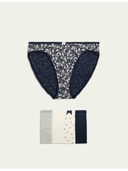 Marks & Spencer Hochgeschnittene Slips aus Baumwolle und Lycra™-Material, 5 Stück Marks & Spencer grau