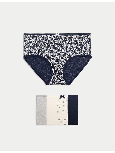 Marks & Spencer Boxershorts mit hoher Taille mit Print, aus Lycra™-Baumwolle, 5 Stück Marks & Spencer grau