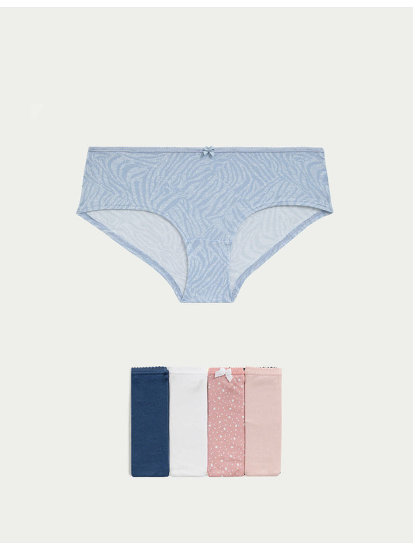 Marks & Spencer Boxershorts mit niedrigem Bund mit Print, aus Lycra™-Baumwolle, 5 Stück Marks & Spencer blau