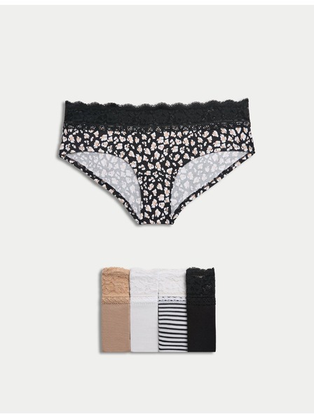 Marks & Spencer Boxershorts mit niedrigem Bund mit hohem Baumwollanteil und Print, 5 Stück Marks & Spencer weiß