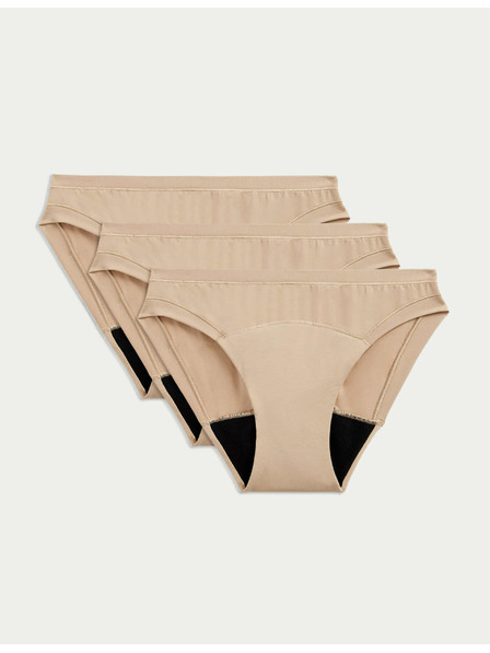 Marks & Spencer Hochsaugende Menstruations-Bikinislips, 3 Stück Marks & Spencer beige