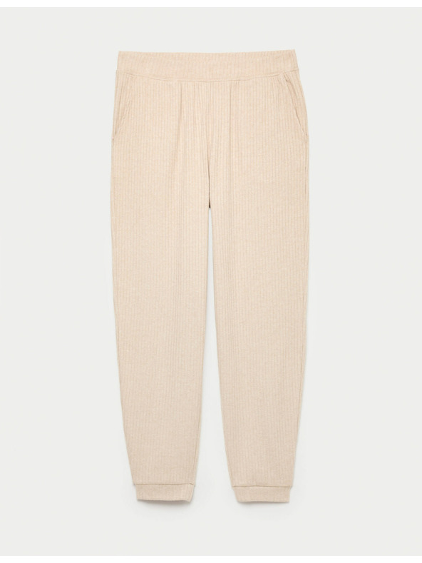 Marks & Spencer Gerippte Pyjamahose mit Bündchenabschluss Marks & Spencer creme