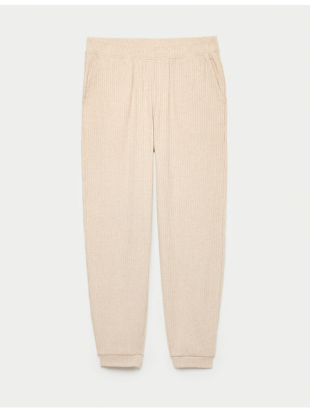 Marks & Spencer Gerippte Pyjamahose mit Bündchenabschluss Marks & Spencer creme