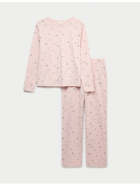 Marks & Spencer Pyjama-Set aus reiner Baumwolle mit Print Marks & Spencer rosa