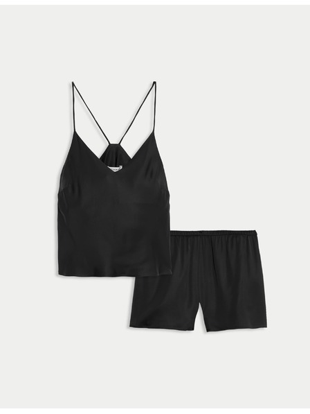 Marks & Spencer Seidenmatt kurzes Pyjama-Set mit Top und Shorts von Marks & Spencer, schwarz