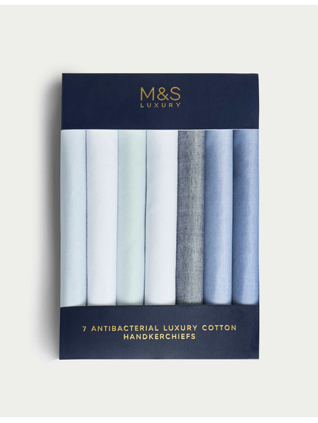 Marks & Spencer Antibakterielle Taschentücher aus reiner Baumwolle, 7 Stück Marks & Spencer blau