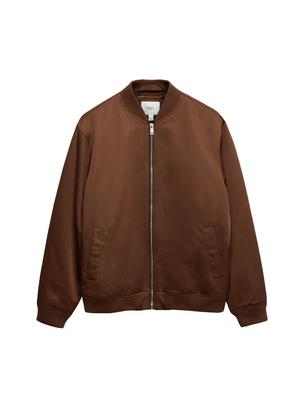 Marks & Spencer Satin-Bomberjacke von Marks & Spencer in Braun