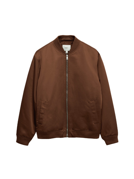 Marks & Spencer Satin-Bomberjacke von Marks & Spencer in Braun