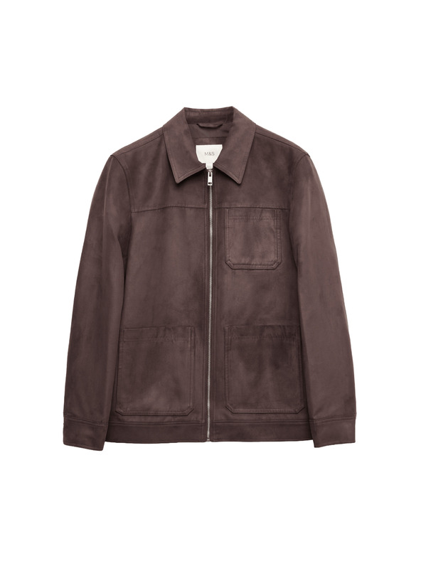 Marks & Spencer Arbeitsjacke aus Velourslederimitat von Marks & Spencer, braun