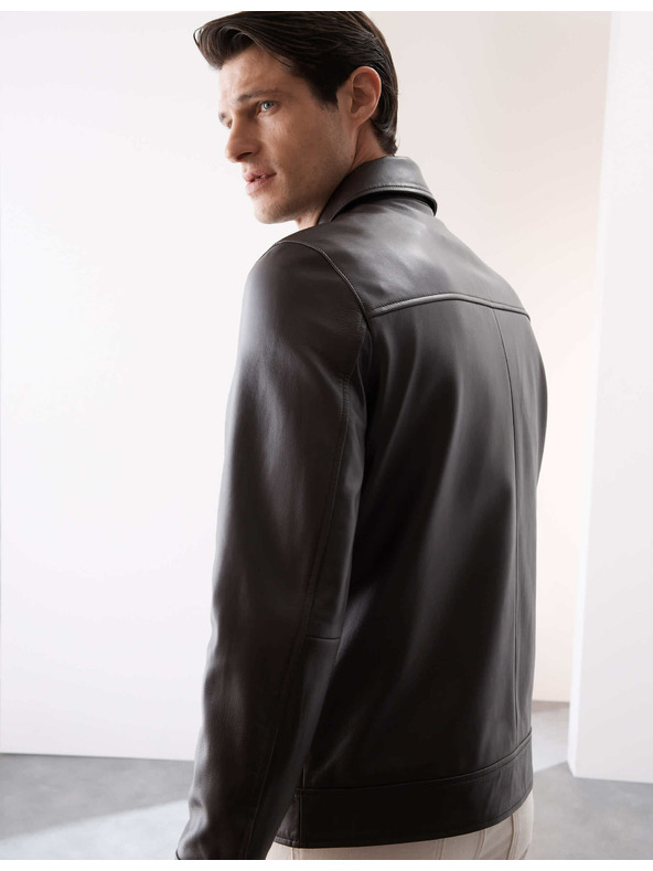 Marks & Spencer Harrington Lederjacke von Marks & Spencer, braun