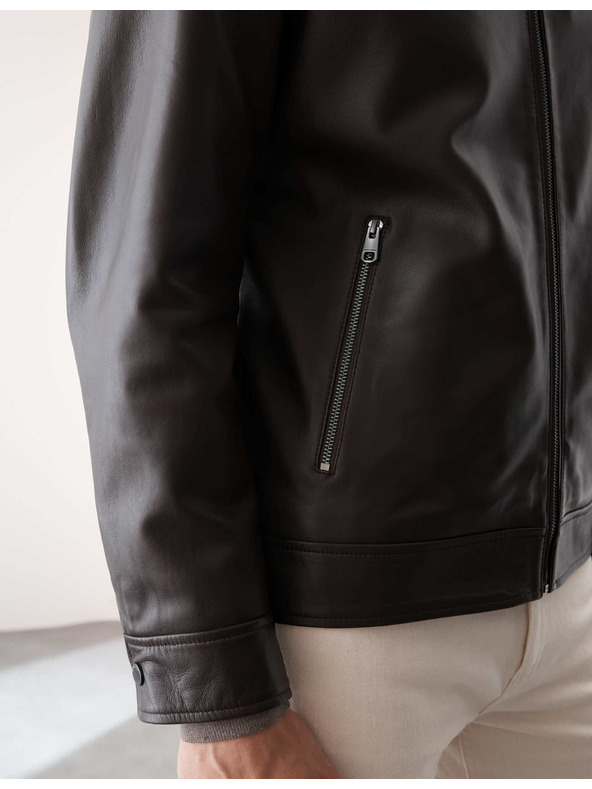 Marks & Spencer Harrington Lederjacke von Marks & Spencer, braun