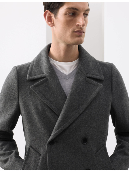 Marks & Spencer Zweireihiger Mantel mit hohem Wollanteil Marks & Spencer grau