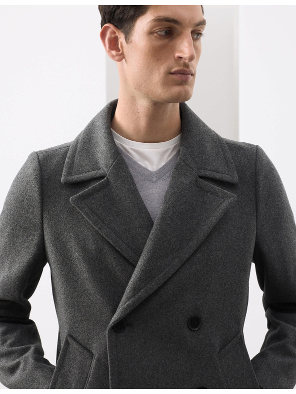 Marks & Spencer Zweireihiger Mantel mit hohem Wollanteil Marks & Spencer grau