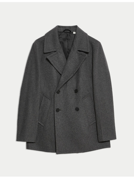 Marks & Spencer Zweireihiger Mantel mit hohem Wollanteil Marks & Spencer grau