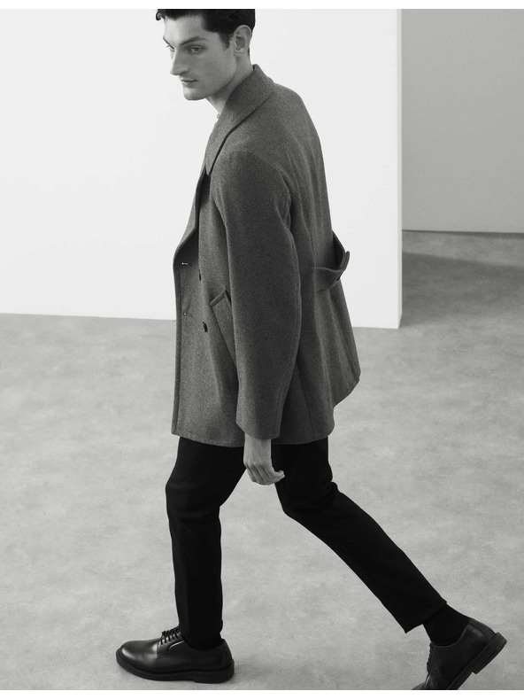 Marks & Spencer Zweireihiger Mantel mit hohem Wollanteil Marks & Spencer grau