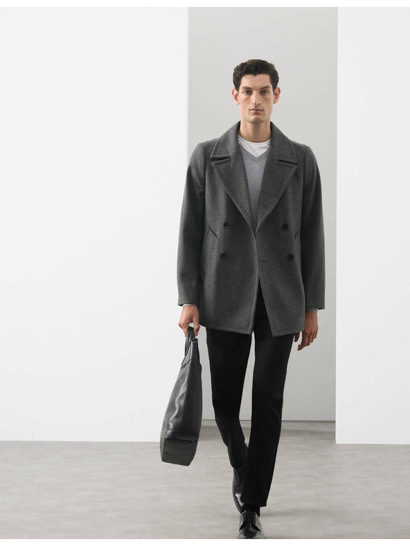 Marks & Spencer Zweireihiger Mantel mit hohem Wollanteil Marks & Spencer grau