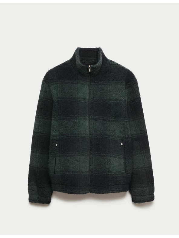 Marks & Spencer Fleece-Jacquard-Jacke mit Reißverschluss und Karomuster Marks & Spencer navy