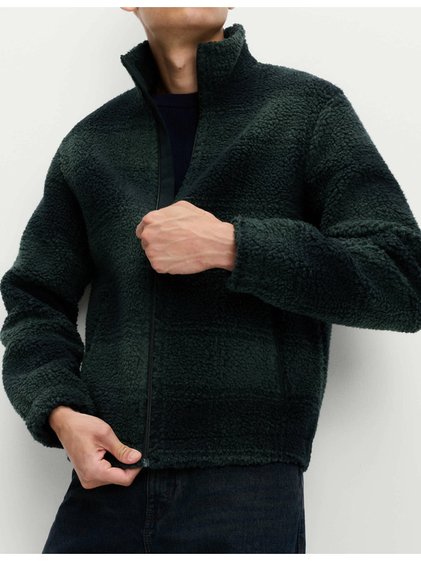 Marks & Spencer Fleece-Jacquard-Jacke mit Reißverschluss und Karomuster Marks & Spencer navy