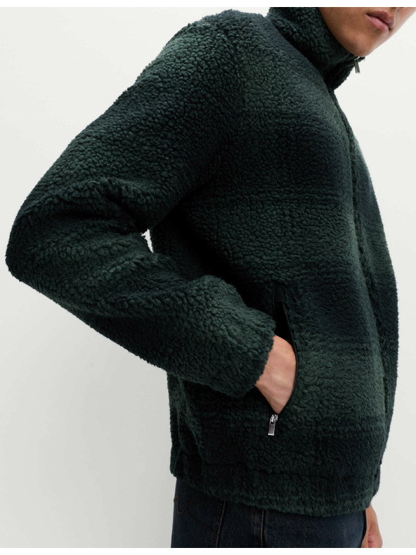 Marks & Spencer Fleece-Jacquard-Jacke mit Reißverschluss und Karomuster Marks & Spencer navy