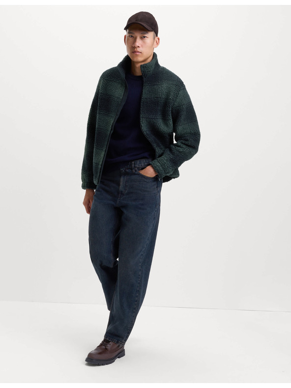 Marks & Spencer Fleece-Jacquard-Jacke mit Reißverschluss und Karomuster Marks & Spencer navy