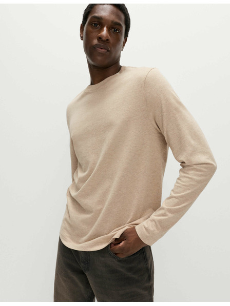 Marks & Spencer Weiches, reines Baumwoll-Langarmshirt von Marks & Spencer in Beige