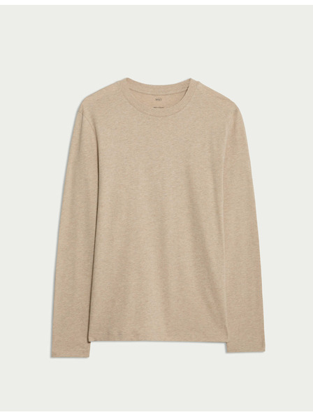 Marks & Spencer Weiches, reines Baumwoll-Langarmshirt von Marks & Spencer in Beige