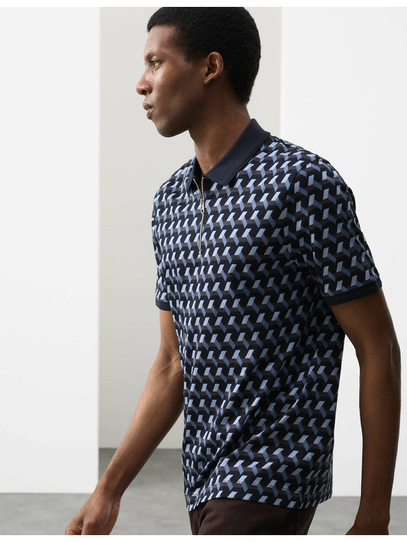 Marks & Spencer Poloshirt mit geometrischem Muster aus reiner Supima® Baumwolle von Marks & Spencer in Blau