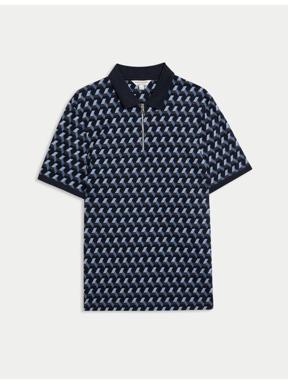 Marks & Spencer Poloshirt mit geometrischem Muster aus reiner Supima® Baumwolle von Marks & Spencer in Blau