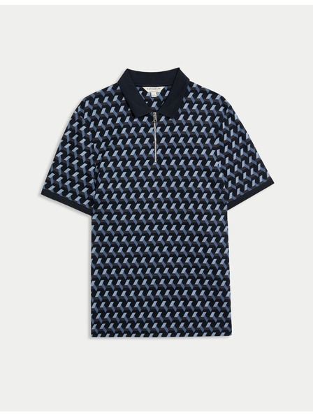 Marks & Spencer Poloshirt mit geometrischem Muster aus reiner Supima® Baumwolle von Marks & Spencer in Blau