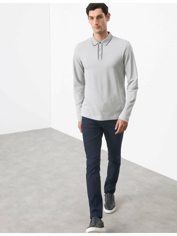 Marks & Spencer Poloshirt mit langen Ärmeln aus Baumwollmischung von Marks & Spencer in Grau