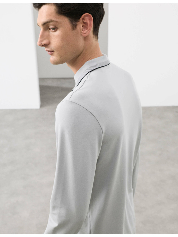 Marks & Spencer Poloshirt mit langen Ärmeln aus Baumwollmischung von Marks & Spencer in Grau