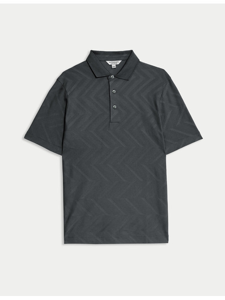 Marks & Spencer Poloshirt mit geometrischem Muster, 100% Baumwolle von Marks & Spencer in Grau