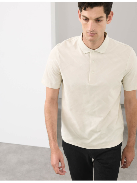 Marks & Spencer Poloshirt mit geometrischem Muster, 100% Baumwolle von Marks & Spencer in Creme