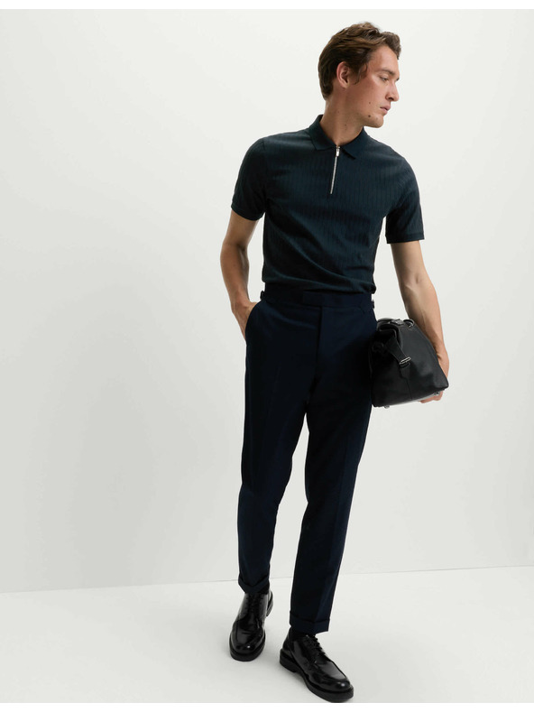 Marks & Spencer Jacquard-Poloshirt mit hohem Baumwollanteil und Reißverschluss von Marks & Spencer in Marineblau