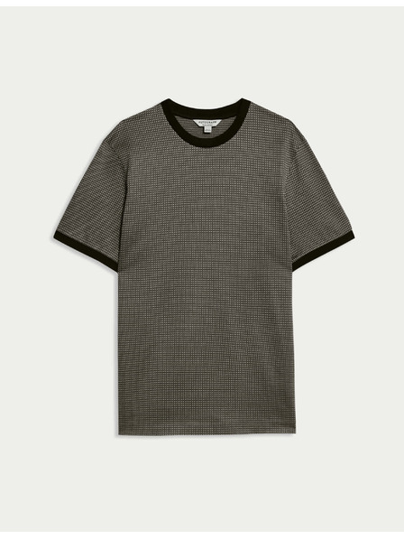 Marks & Spencer Jacquard-T-Shirt aus reiner Baumwolle von Marks & Spencer, schwarz