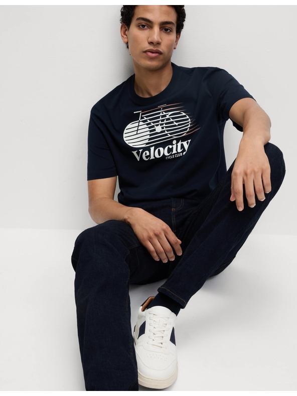 Marks & Spencer T-Shirt aus reiner Baumwolle mit Radsport-Motiv von Marks & Spencer, marineblau