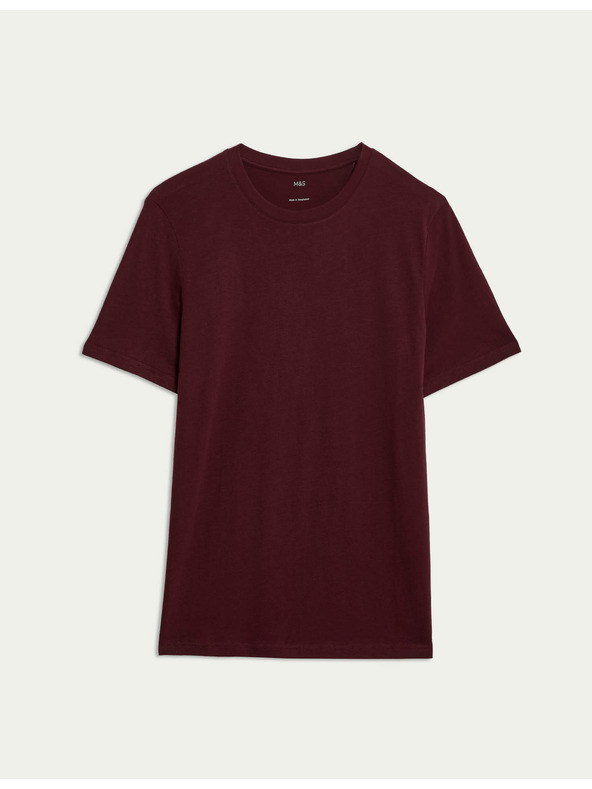 Marks & Spencer T-Shirt mit Rundhalsausschnitt aus reiner Baumwolle von Marks & Spencer, rot