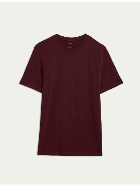 Marks & Spencer T-Shirt mit Rundhalsausschnitt aus reiner Baumwolle von Marks & Spencer, rot