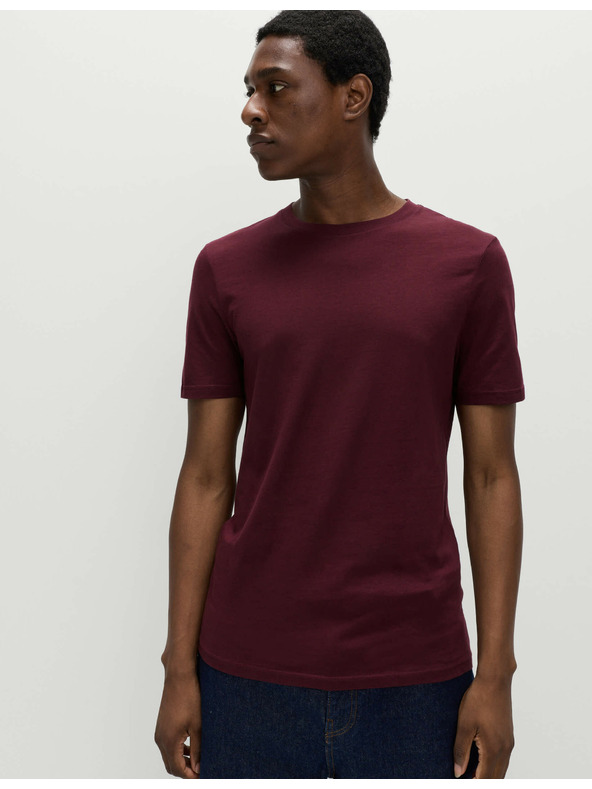 Marks & Spencer T-Shirt mit Rundhalsausschnitt aus reiner Baumwolle von Marks & Spencer, rot