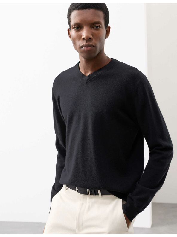 Marks & Spencer Pullover aus reinem Kaschmir mit V-Ausschnitt von Marks & Spencer, schwarz
