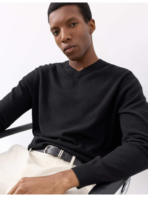 Marks & Spencer Pullover aus reinem Kaschmir mit V-Ausschnitt von Marks & Spencer, schwarz