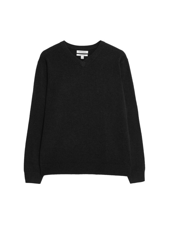 Marks & Spencer Pullover aus reinem Kaschmir mit V-Ausschnitt von Marks & Spencer, schwarz