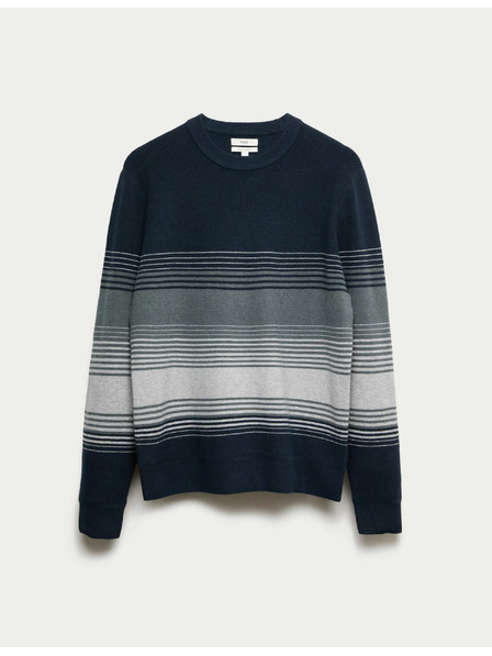 Marks & Spencer Gerippter gestreifter Pullover aus Baumwoll-Mix von Marks & Spencer schwarz