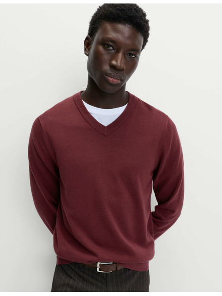 Marks & Spencer Reiner Baumwoll-Pullover mit V-Ausschnitt von Marks & Spencer rot