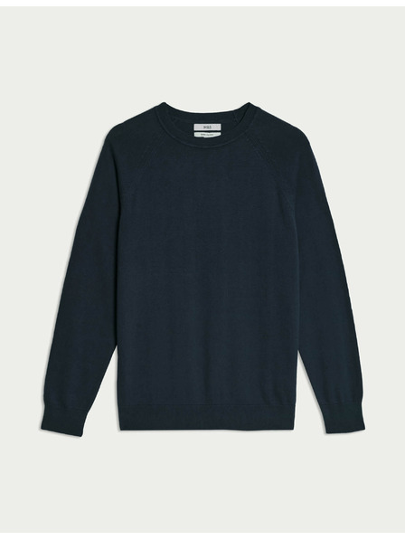 Marks & Spencer Pullover aus reiner Baumwolle, mit Rundhalsausschnitt von Marks & Spencer marineblau
