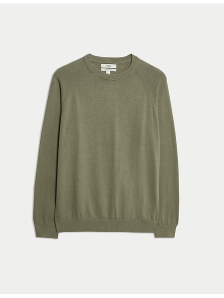 Marks & Spencer Pullover aus reiner Baumwolle, mit Rundhalsausschnitt von Marks & Spencer grün