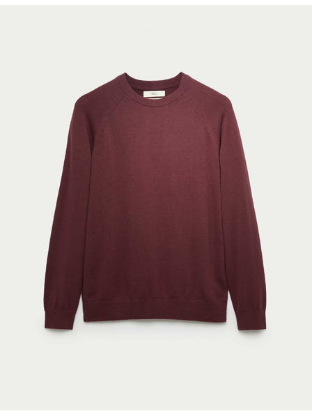 Marks & Spencer Pullover aus reiner Baumwolle, mit Rundhalsausschnitt von Marks & Spencer rot