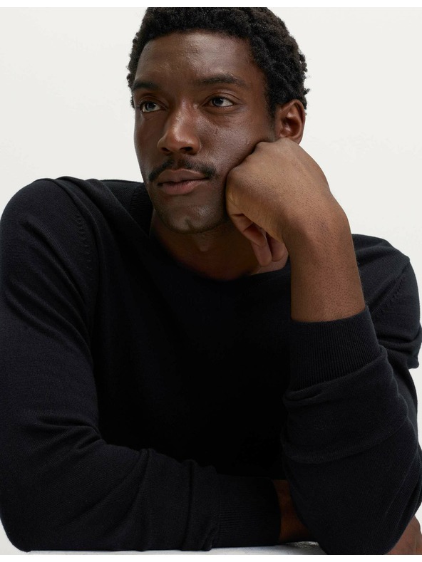 Marks & Spencer V-Ausschnitt-Pullover aus reiner Baumwolle Marks & Spencer schwarz