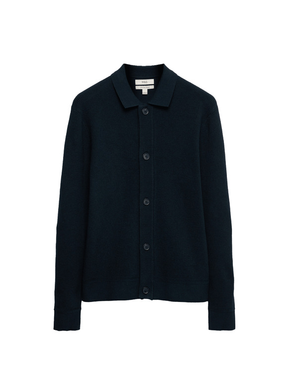 Marks & Spencer Strickjacke aus Baumwoll-Mix von Marks & Spencer marineblau