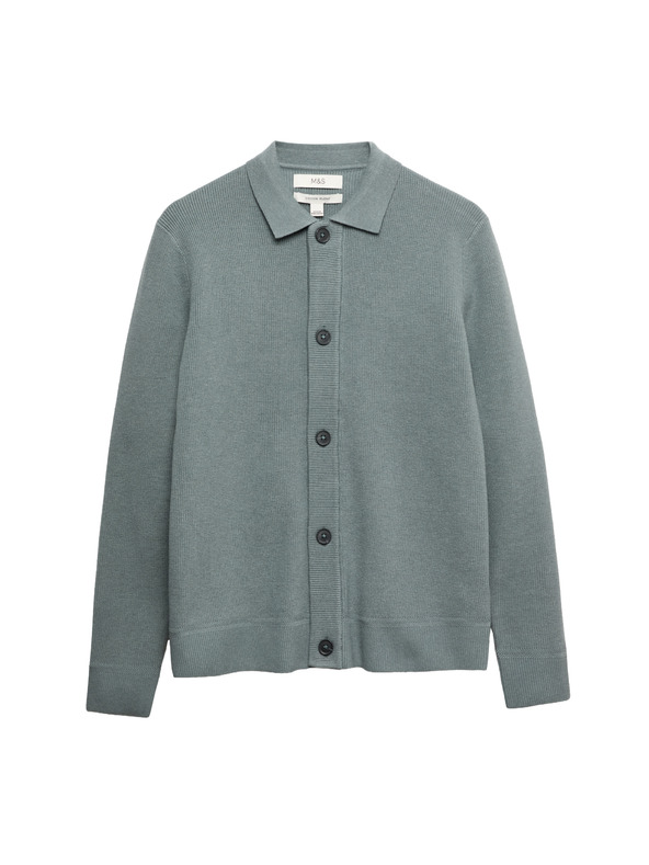 Marks & Spencer Strickjacke aus Baumwoll-Mix von Marks & Spencer grau